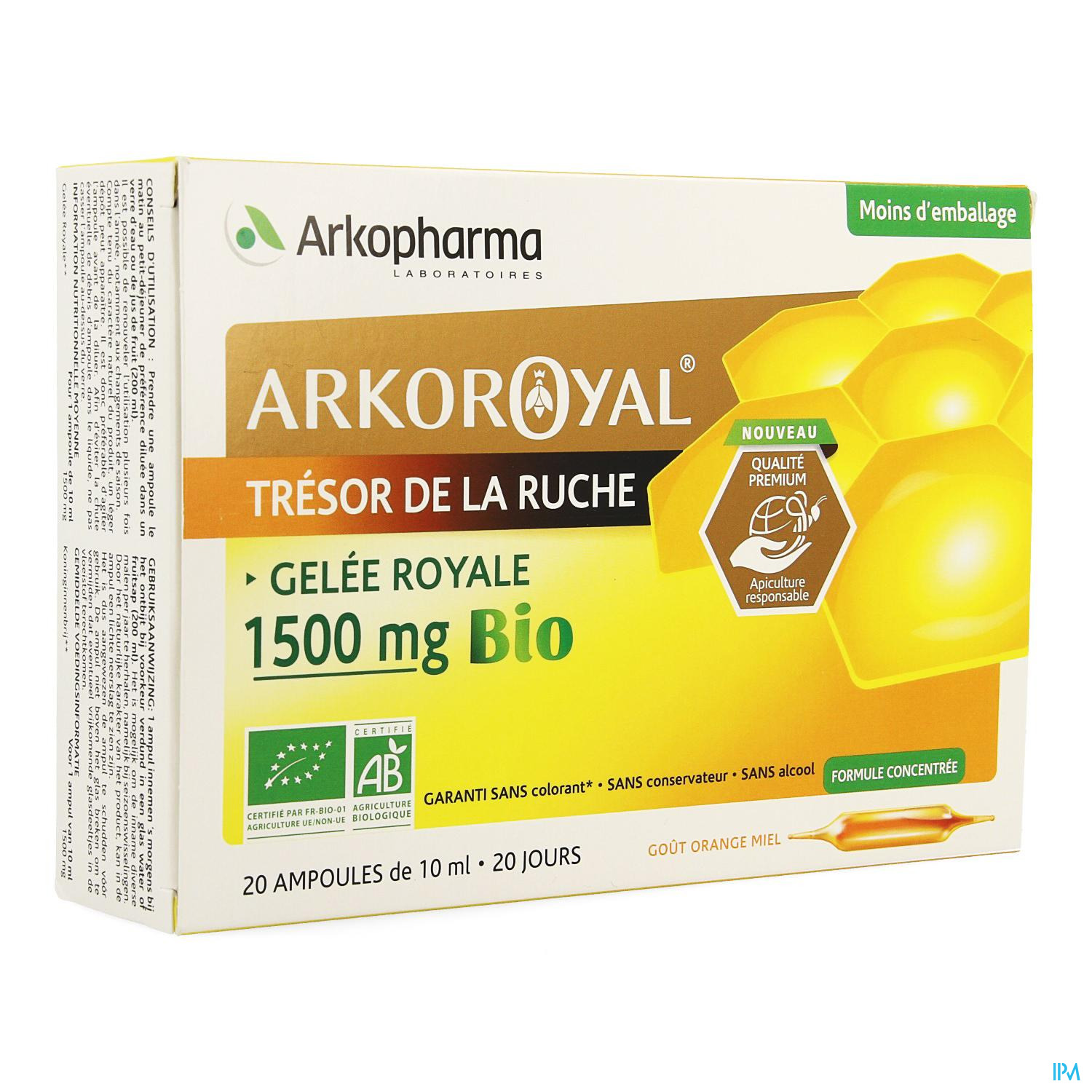 ARKOROYAL GELEE ROYALE BIO 1500MG 20AMP – Pharmacie Online