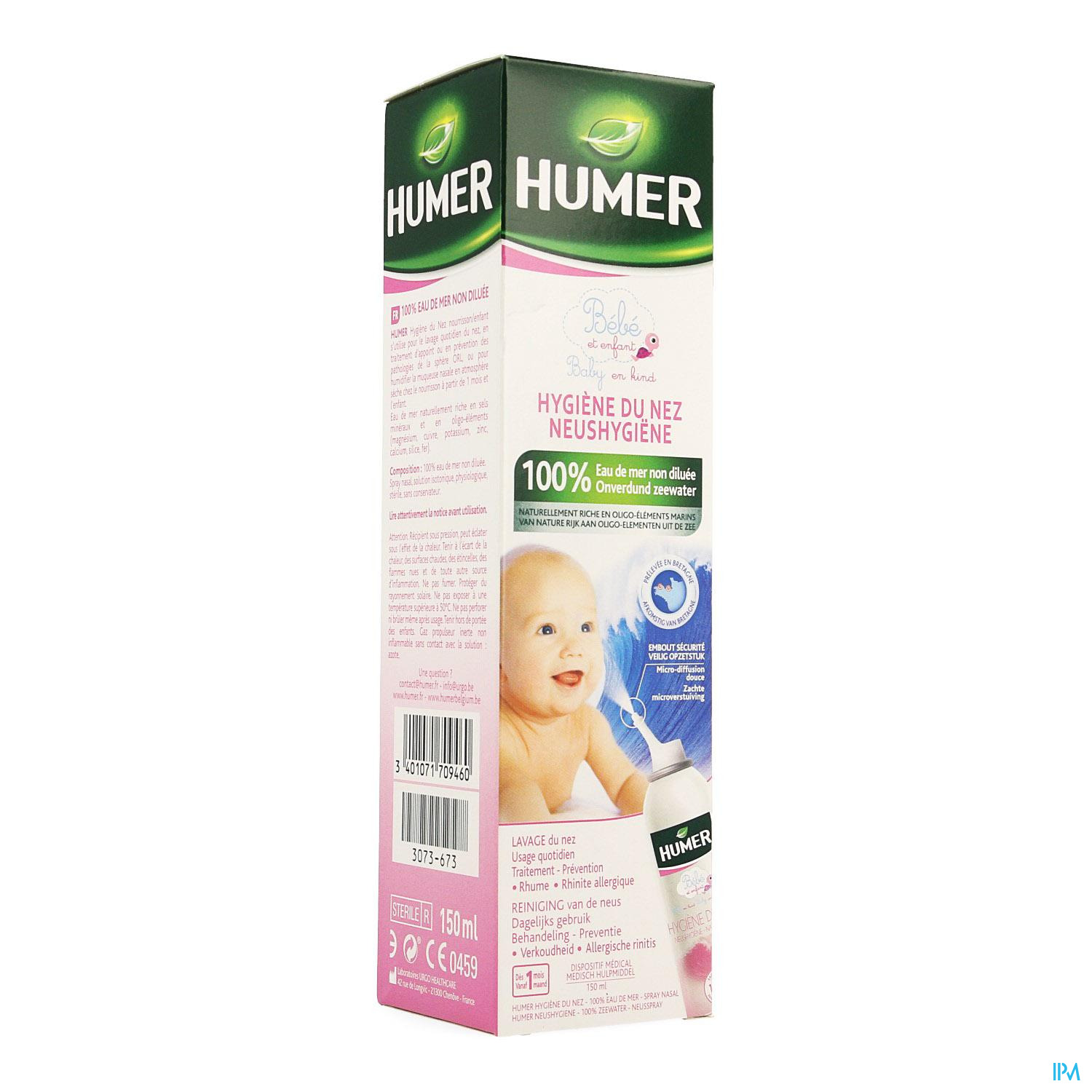 Humer Hygiène du Nez 100 % Eau de Mer Enfant 150 ml