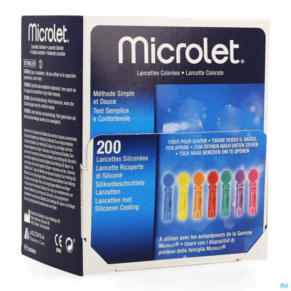 BAYERS MICROLET LANCETTES COLOREES A 200