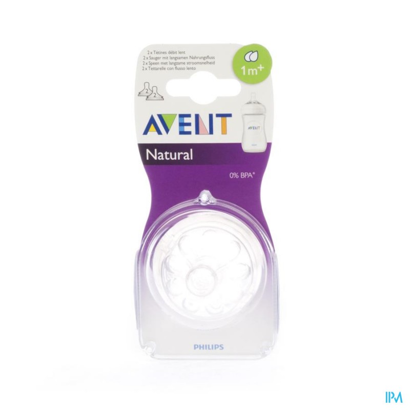 Philips Avent Natural 2 Tétines Débit Lent 1m+