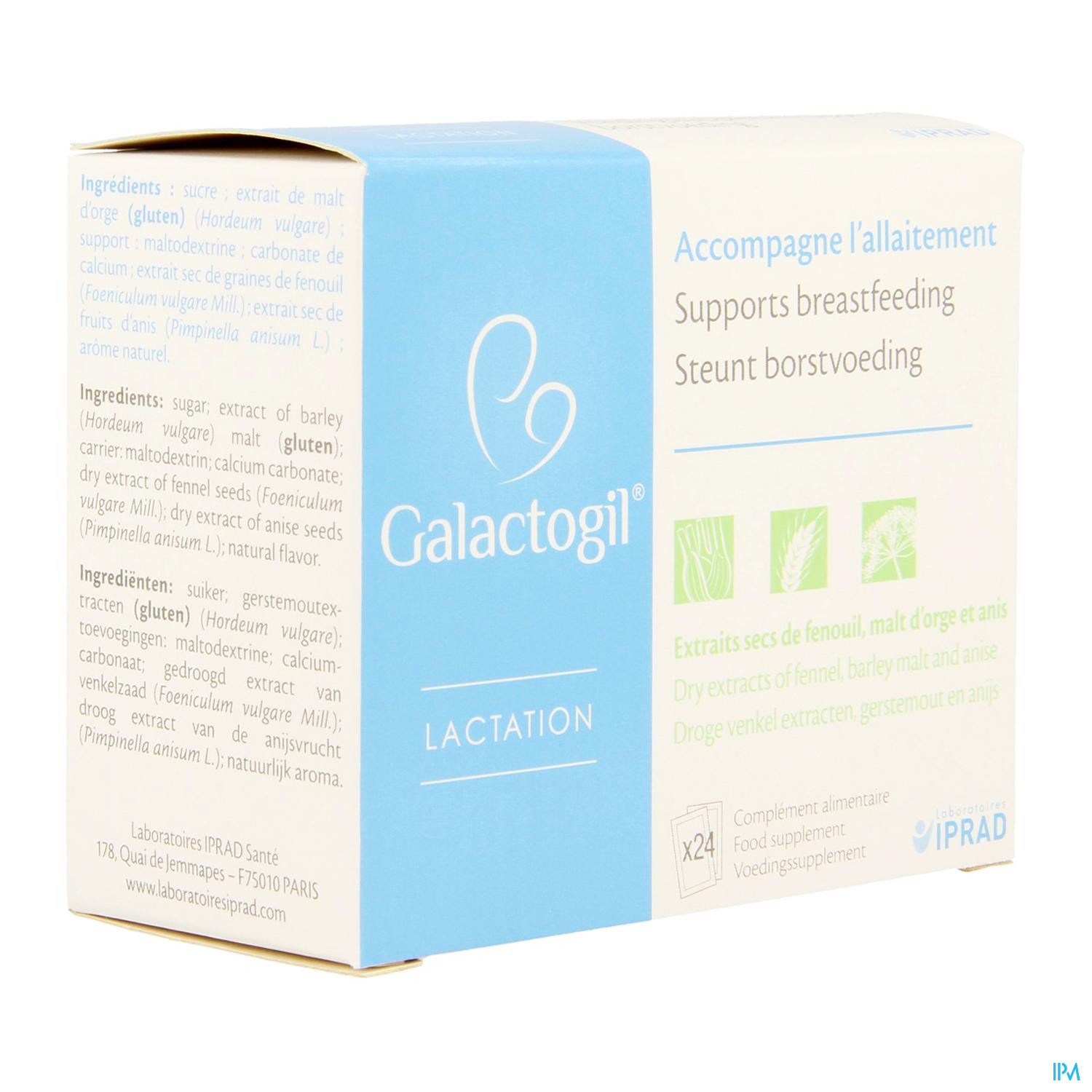 GALACTOGIL LACTATION Sachets - Complément Alimentaire Galactogène à Base de  Plantes - Bte/24