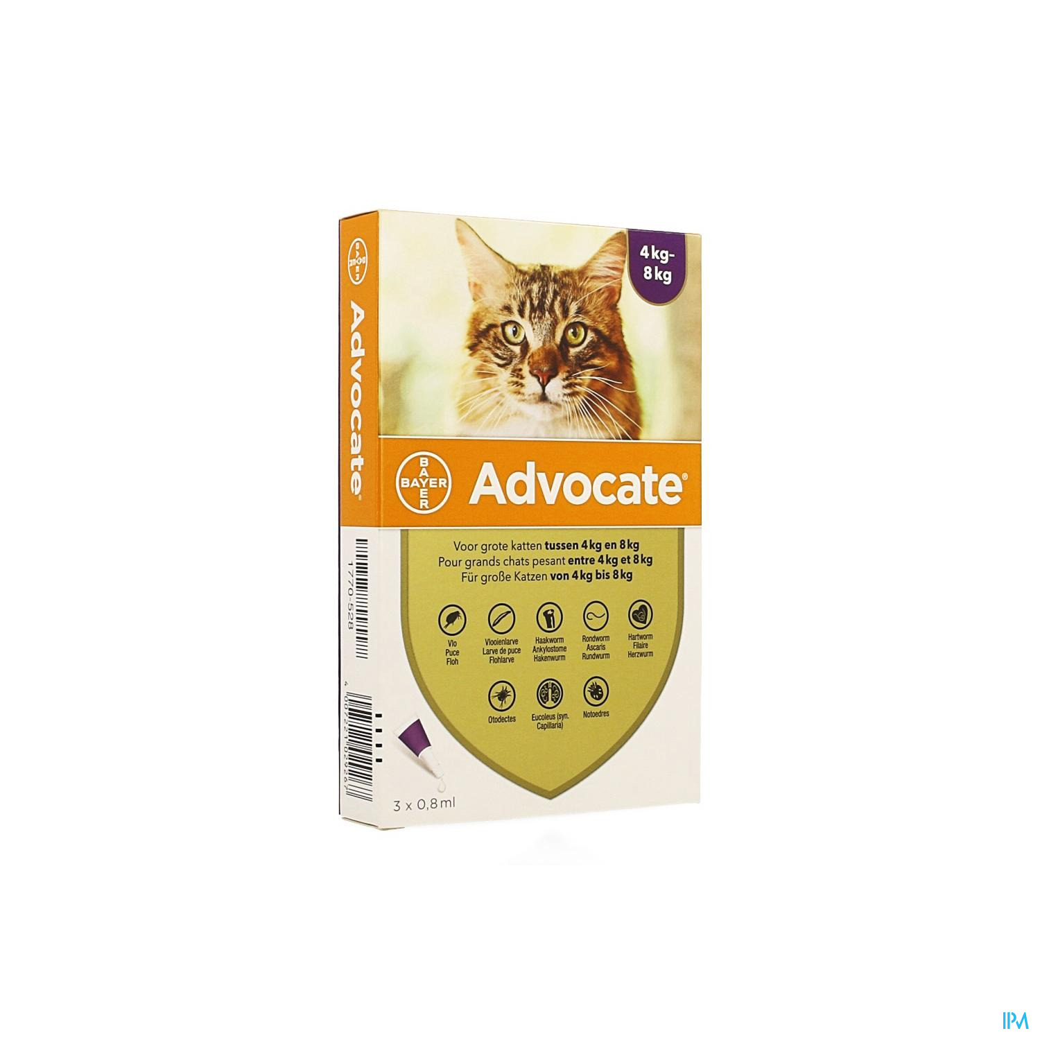 Blikkenslager Bonus Ni ADVOCATE SPOT ON CHAT 4-8 KG 3*0,8 ML – Pharmacie Online