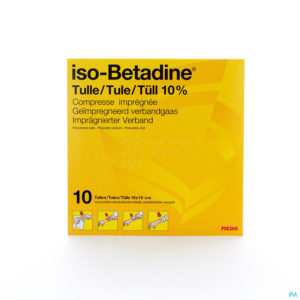 ISOBETADINE TULLE 10% 10*10 CM 10 COMPR