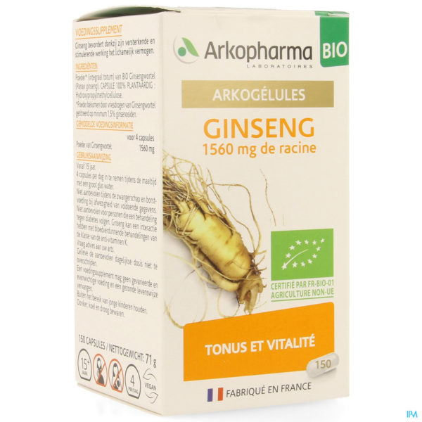 ARKOGELULES GINSENG BIO 150 CAPS