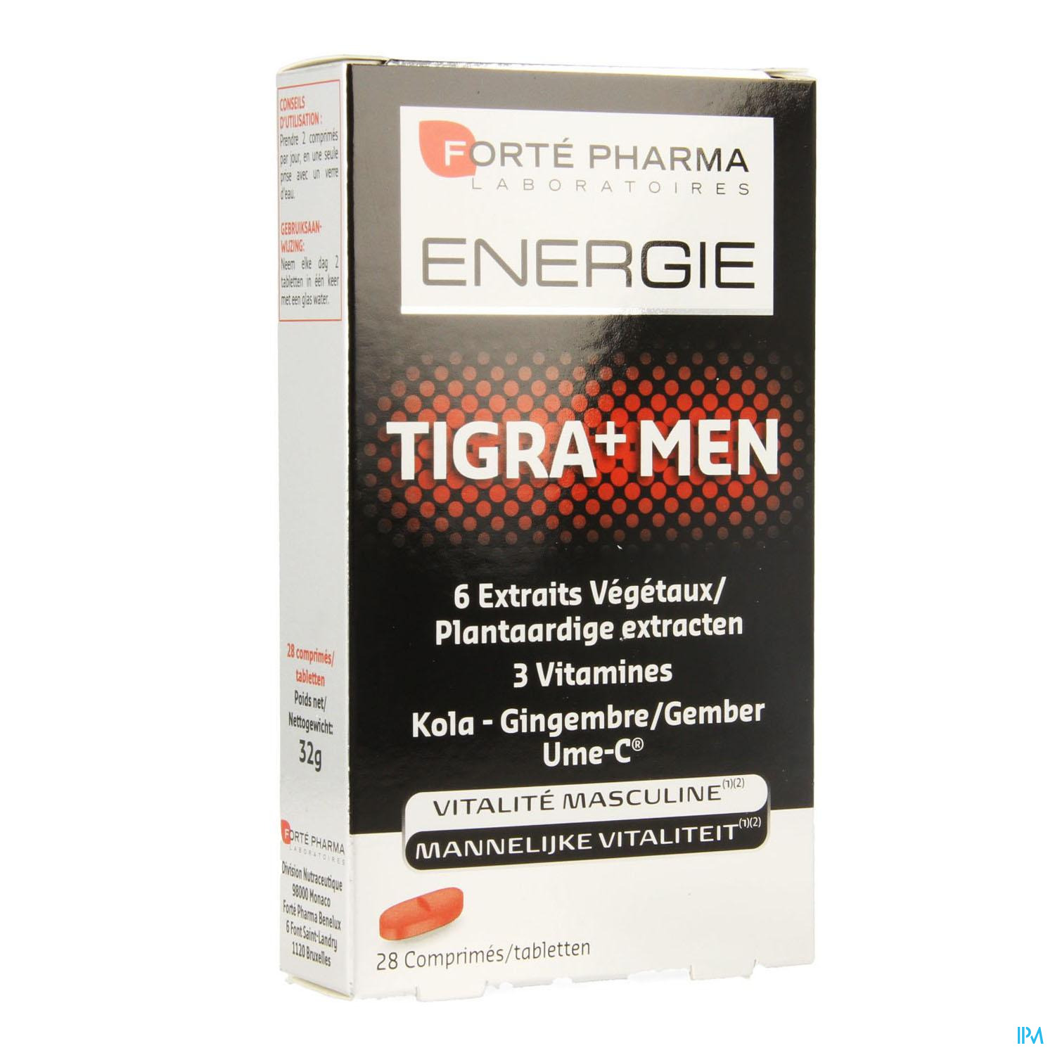 Comprar Forté Pharma Energy Tigra+ Men Tabletas 28 unidades ? Ahora por €  14.82 con Viata