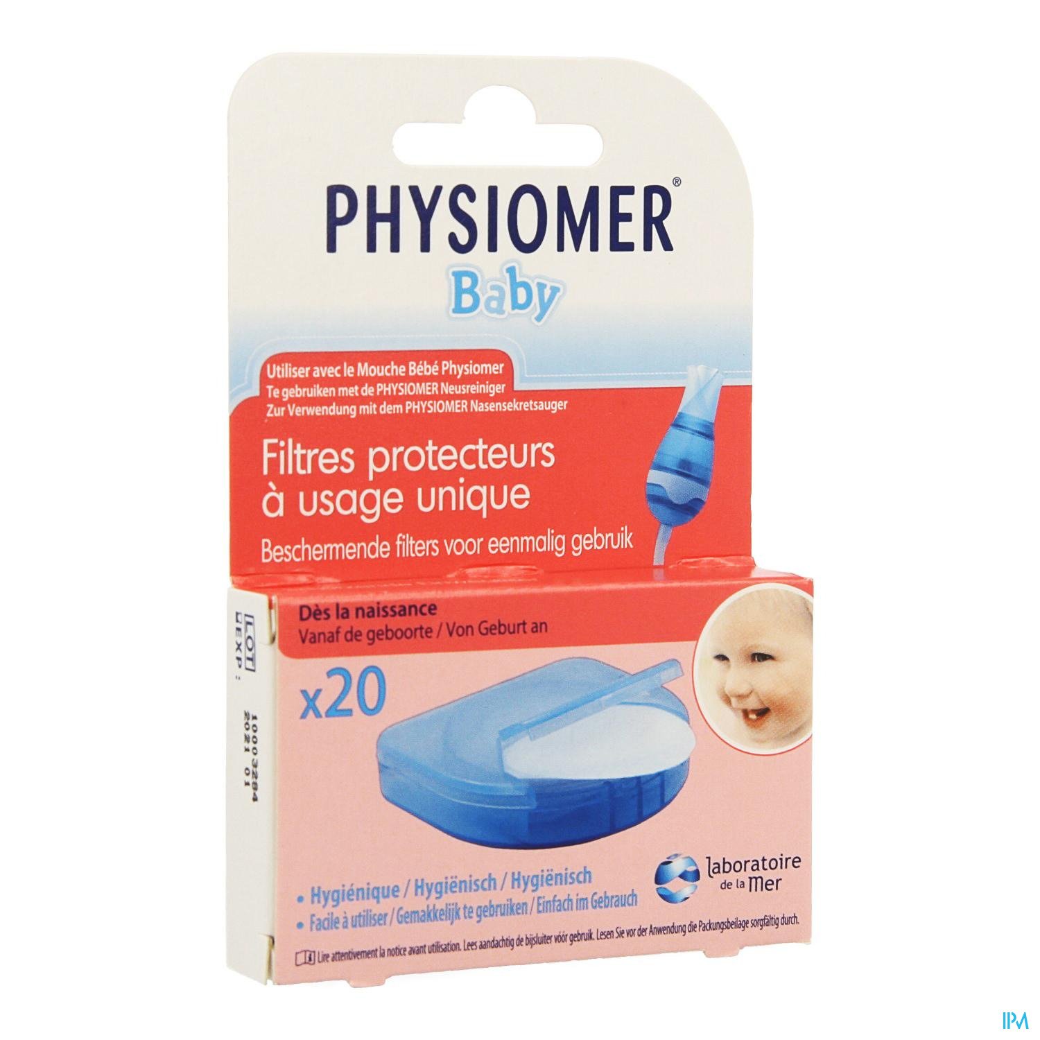 PHYSIOMER Bébé 20 Filtres Protecteurs à Usage Unique - A Utiliser avec le  Mouche-Bébé Physiomer