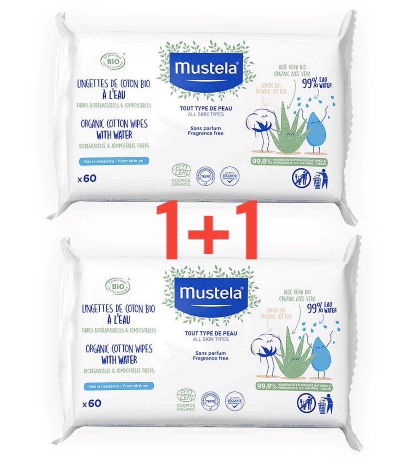 MUSTELA BIO LINGETTES COTON EAU (60) - Pharmacodel